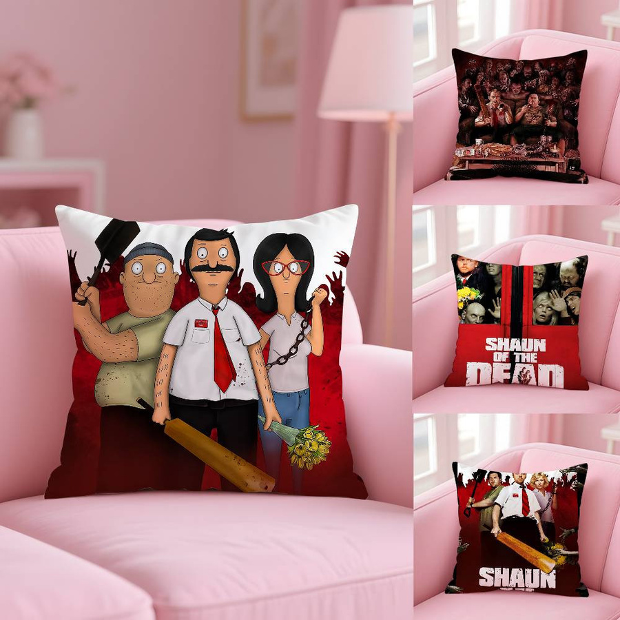 S-Shaun Of The Dead Kissenbezug mit bedrucktem Muster für Sofa und Schlafzimmer, Peach Skin, B/H: 18 x 18 cm - Bild 1