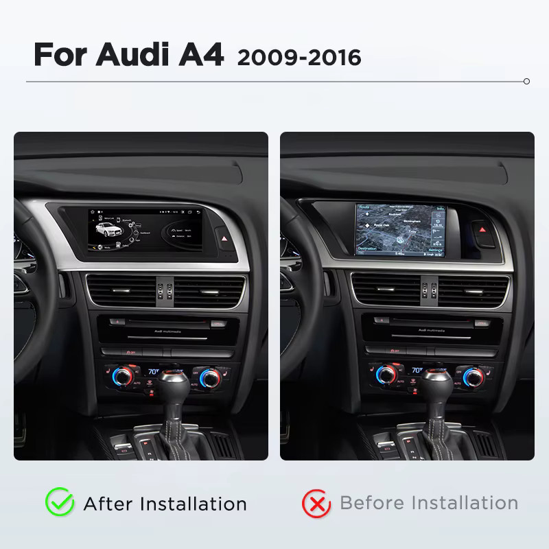 Junsun 8,8 Zoll Bluetooth Wireless CarPlay Android Auto Autoradio für Audi A4 A4L B8 2009-2016 8-Kern 4G WiFi Stereo Multimedia Player in Schwarz - Bild 2