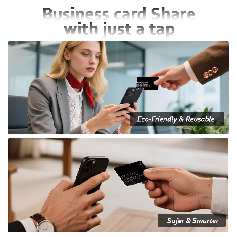Digitale NFC-Visitenkarte für professionelles Networking, kontaktlose soziale Erkennungskarte mit Ntag 215 Chip, Farben: Schwarz und Silber - Bild 2