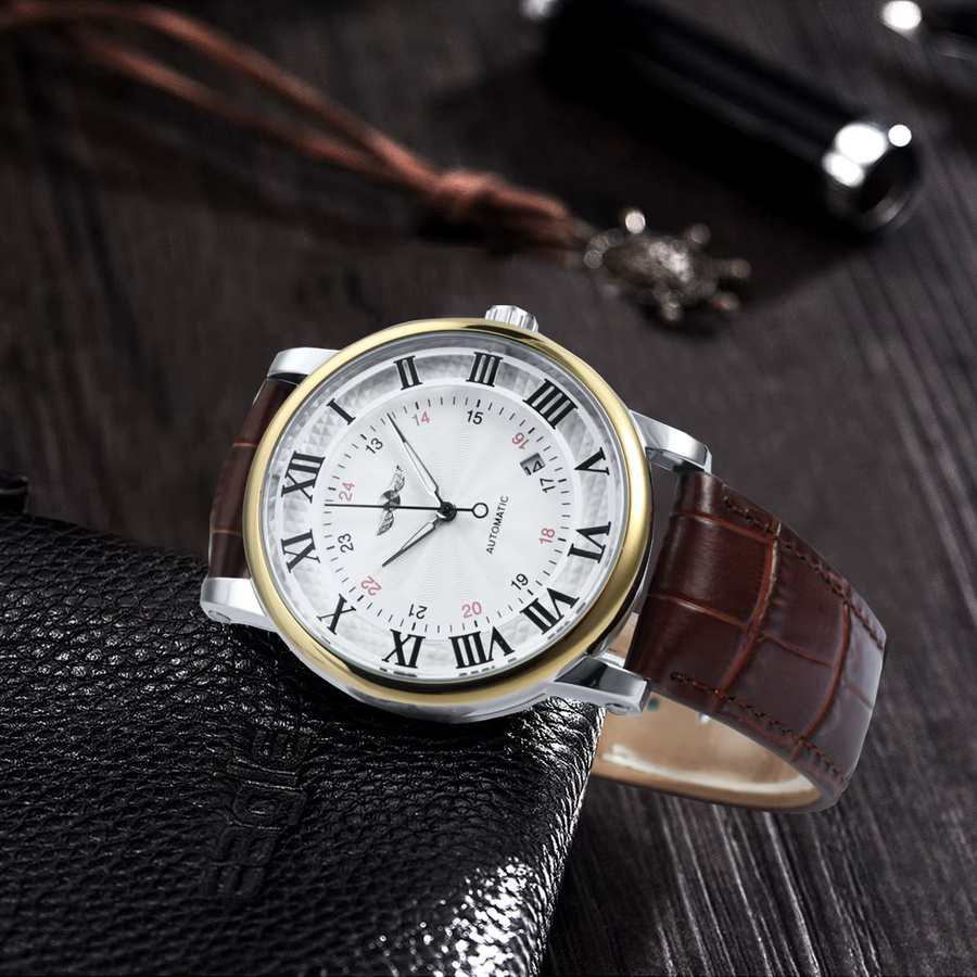 WINNER Armbanduhr Automatik, Leder, Weiß, Herren - Bild 2