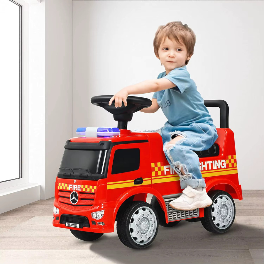 GOFLAME Mercedes Benz Push Car, Kinder-Feuerwehrauto, mit Hupe, Sirene, Pfeife - Bild 3