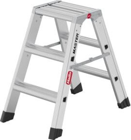 Hailo Aluminium-Doppelstufen-Trittleiter Master D80 mit 3 Stufen in Silber - Bild 1