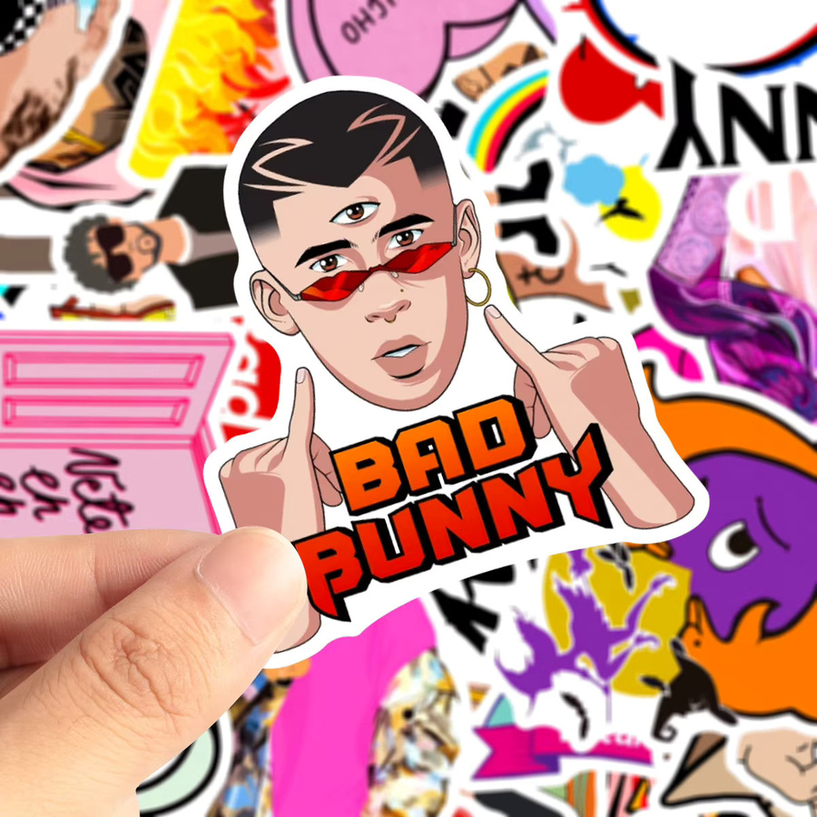 50 Stück Bad Bunny Graffiti-Aufkleber in Multicolour für Wasserflaschen, Laptops und Skateboards - Bild 2