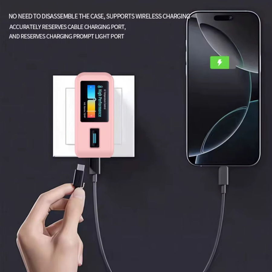Stoßfeste Silikonhülle für CUKTECH 10 Ultra GaN Ladegerät 120 W in Grau oder Pink - Bild 2