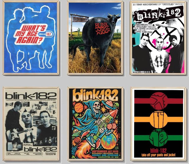 Kayou Wandkunst Poster B-Blink 182 Rockband in HD-Qualität für deine nordische Heimdekoration - Bild 1