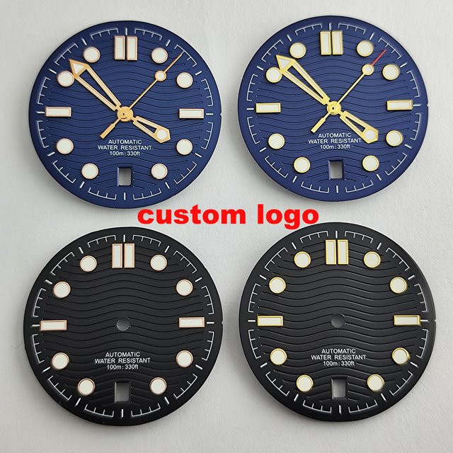 Uhrenzubehör Zifferblatt NH35, 31,5 mm, 6-Uhr-Datumsanzeige, schwarz - Bild 1