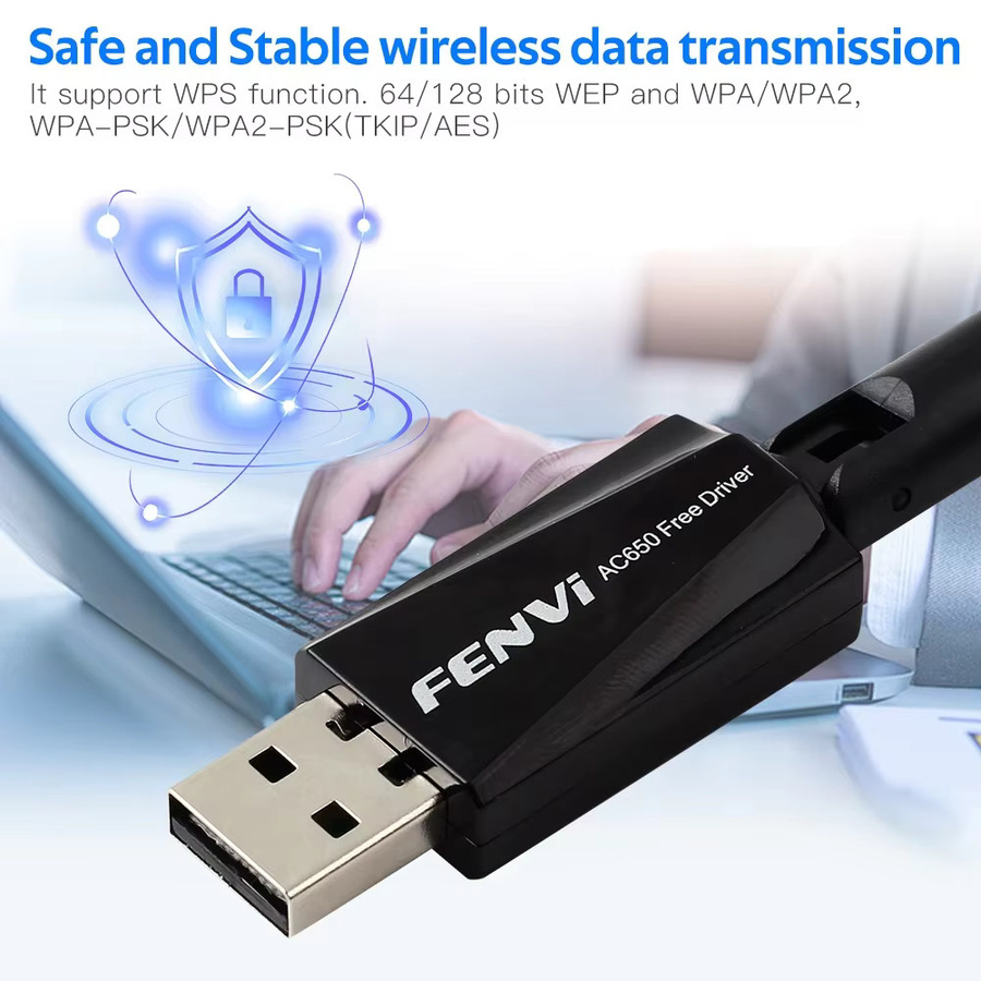 DERAPID USB WLAN-Adapter Dual-Band 2,4G 5,8G mit Hochleistungsantenne RTL8811CU Drahtlose Netzwerkkarte für PC und Laptop in Schwarz - Bild 3