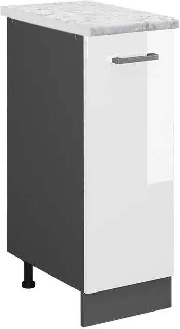 Vicco Apothekerschrank R-Line Medizinschrank für die Küche in Weiß Hochglanz und Anthrazit mit Marmor-Optik, B/T/H: 60,0 x 30,0 x 81,6 cm - Bild 1