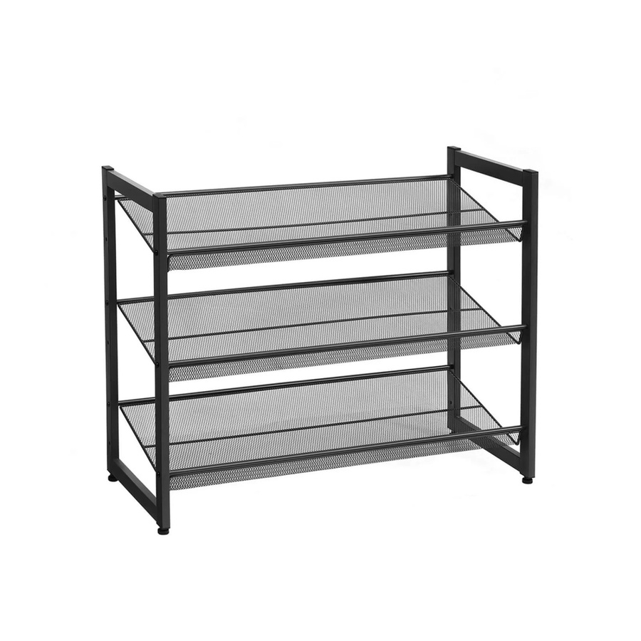 Songmics Schuhregal aus Metall mit 3 Ebenen in Schwarz, B/H/T: 74 x 62,8 x 30,7 cm - Bild 2
