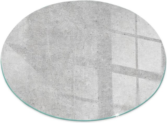 Tulup Runde Glasplatte für Kaminöfen in Grau mit Rohbetonstruktur, Durchmesser: 70 cm - Bild 1