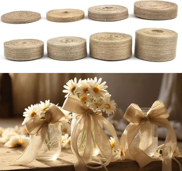 Natürliches Vintage-Juteband in Beige für Hochzeiten, Floristik und DIY-Geschenkverpackungen, 10 m Länge - Bild 1