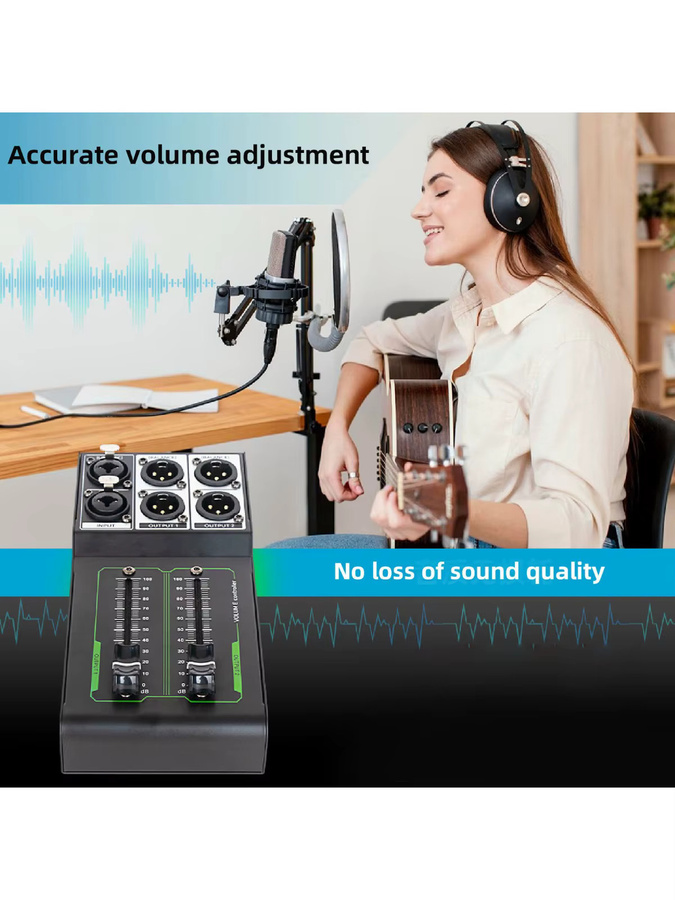 KKMOON Passiver Stereo-Lautstärkeregler aus Metall in Schwarz mit 1 Eingang und 2 Ausgängen für Studio und Heimsoundsysteme - Bild 7