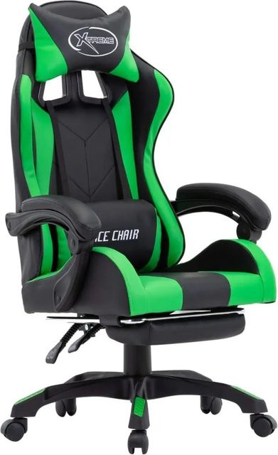 vidaXL Gaming-Stuhl mit Fußstütze und Kopfstütze in Grün und Schwarz aus Kunstleder - Bild 1
