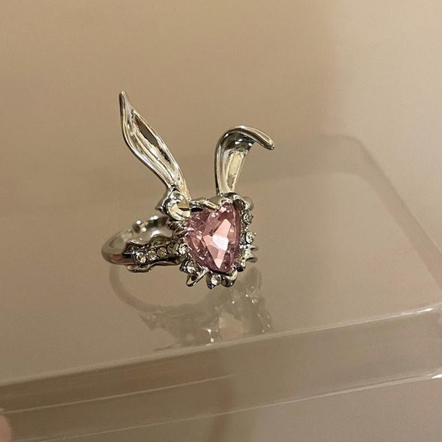 Ring Kaninchenohr, Silber, Zirkonia, Damen, grau - Bild 1
