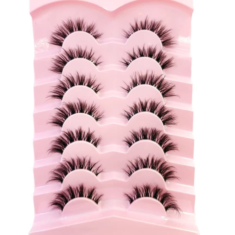 AMSDCN Falsche Wimpern, Wispy Cat-Eye, 16 mm, 7 Paar, Unisex - Bild 2