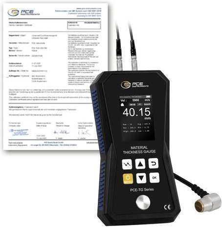 PCE Instruments Materialdickenmessgerät PCE-TG 150A F25-ICA in Schwarz mit ISO-Zertifikat, Messbereich 1,2 bis 300 mm und 2,5 MHz Sensor Ø 12 mm - Bild 1