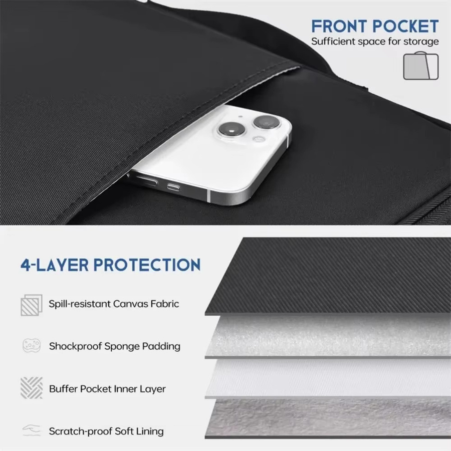 ValueWin Stoßfeste Tablet-Hülle mit Griff und Organizer-Tasche für 11-13 Zoll iPad Air/Pro und Samsung Tablets in Schwarz - Bild 3