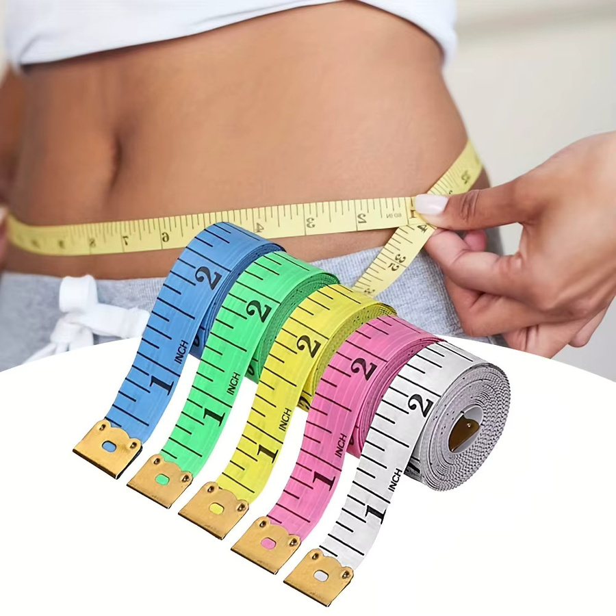5 Stück weiche Schneidermaßbänder zum Nähen und für die Körpermessung, 150 cm, Multicolor, mit Metallenden - Bild 4