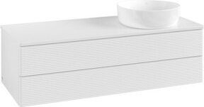 V&B Waschtischunterschrank Antao mit Frontstruktur in Weiß lackiert, B/T/H: 120 x 50 x 50 cm - Bild 1
