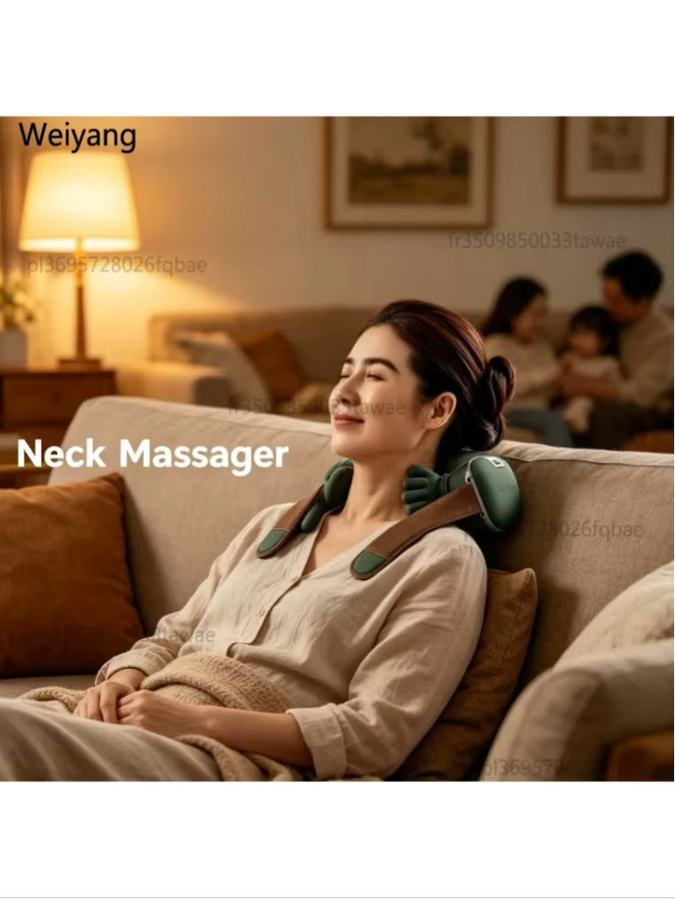 NUOYING Elektrisches Heiz-Knetmassagegerät für Nacken und Schultern in Grün zur Schmerzlinderung und Entspannung - Bild 7