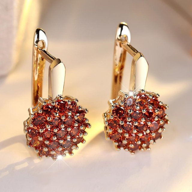 Bamos Ohrringe, Rose Gold Farbe, Blau, Zirkon, Blume, Damen - Bild 1