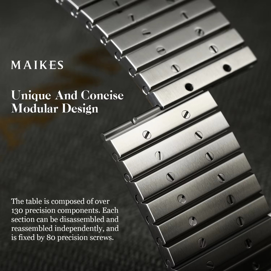 MAIKES Uhrenarmband Edelstahl, Silber, Schnellverschluss - Bild 3