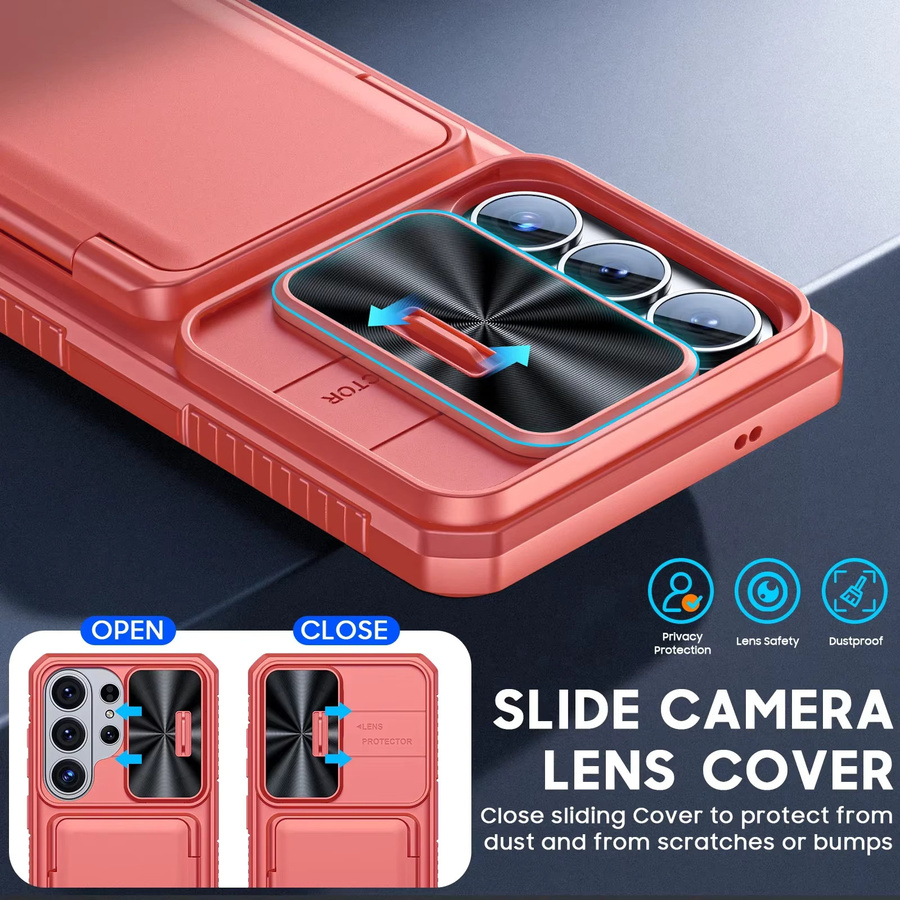 BANGZAO Silikon-Brieftasche mit RFID-Schutz und Kartenhalter als stoßfeste Kamera-Schutzhülle für dein Galaxy S26 Ultra in Rosa - Bild 4