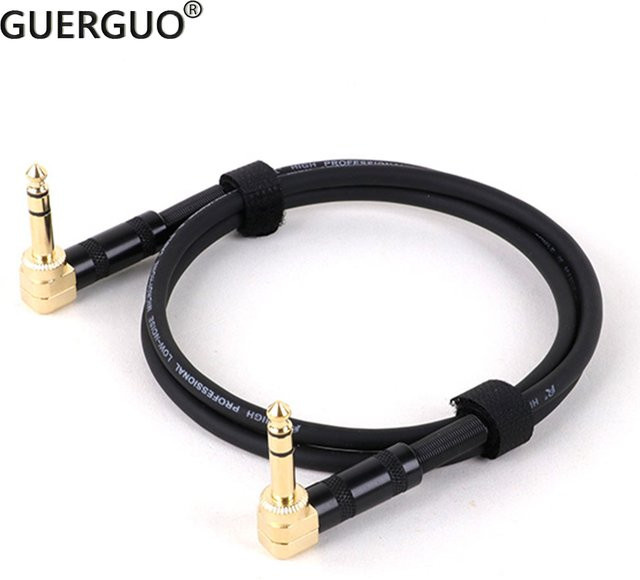 GuerGuo Stereo Audio Balanced TRS 6,35 mm Klinke Winkel zu Winkel Kabel in Grau für Lautsprecher und Verstärker - Bild 1