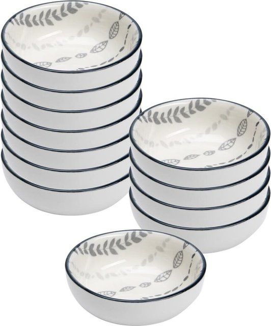 Ritzenhoff & Breker Dipschalen Sendai Ranke aus Keramik, Grau-Weiß, 12er Set, Durchmesser: 8 cm - Bild 1