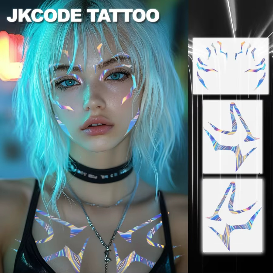 JKCODE TATTOO Holographische Temporäre Tattoos, Wasserfest - Bild 2