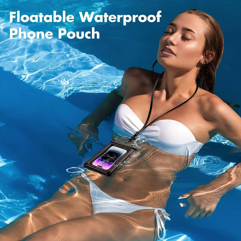 Wasserdichte schwimmende Handytasche von JoniSerl mit IPX8 Schutz für iPhone und Samsung in Schwarz und Gelb - Bild 6