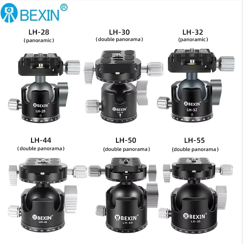 BEXIN Stativ-Kugelkopf in Schwarz mit extrem niedrigem Profil, doppelter U-Kerbe und Dämpfungseinstellung, Höhe: 55 mm bis 28 mm - Bild 6