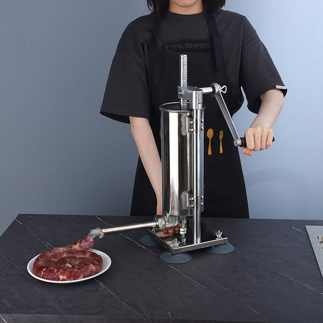 Manuelle Wurstfüllmaschine aus Edelstahl von YunlinLi, 5L Wurstfüller in Silber - Bild 1
