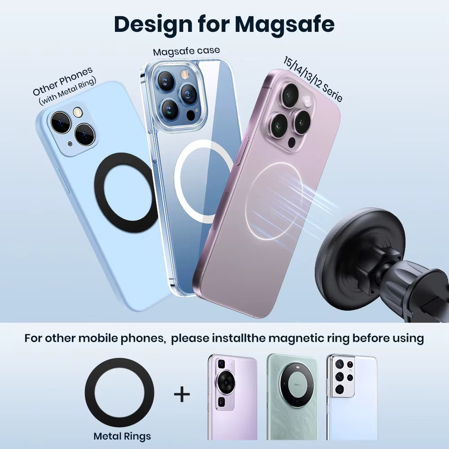 TOPK MagSafe Autotelefonhalterung Magnetisch in Schwarz mit Metallhakenhalterung für das Armaturenbrett - Bild 3