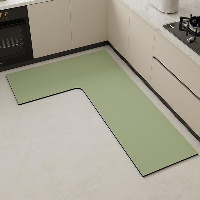 Rutschfeste L-förmige Küchenmatte von Yiran Furniture, saugfähige Bodenmatte aus Polyester für Küche und Badezimmer, B/T/H: 80 x 150 x 45 cm - Bild 1