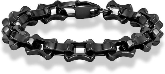 Armband Edelstahl, Gliederkette, Schwarz, Vintage, Herren, 19cm - Bild 1