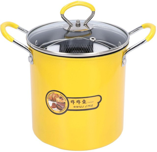 TOMTOP JMS Mini-Fritteusentopf aus Edelstahl in Gelb mit 3 l Fassungsvermögen und Ölfilter-Regaldeckel - Bild 1
