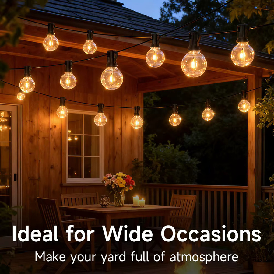 CANMEIJIA LED-Lichterkette für den Außenbereich mit warmweißen Kugelleuchten, IP65 wasserdicht, transparent - Bild 5