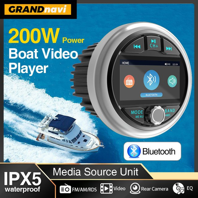 GRANDnavi MP5 Marine Stereo Wasserdicht IPX5 Boot Radio Player mit Bluetooth, FM, AM und RDS für Yacht, ATV und Motorrad - Bild 1