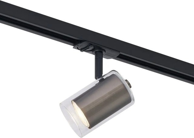 QAZQA Moderner Strahler Iconic Lloyd für 1-Phasen-Schienensystem, Gunmetal, Klarglas, dimmbar - Bild 1