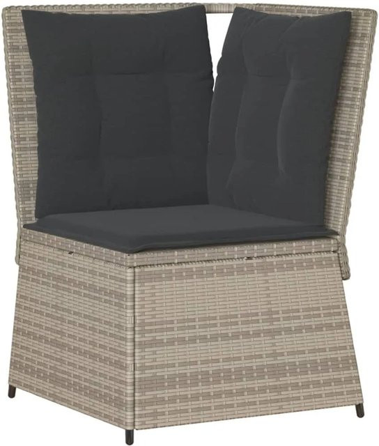 Furnicato Ecksofa für den Garten aus Poly-Rattan und pulverbeschichtetem Stahl in Grau mit Polsterkissen - Bild 1