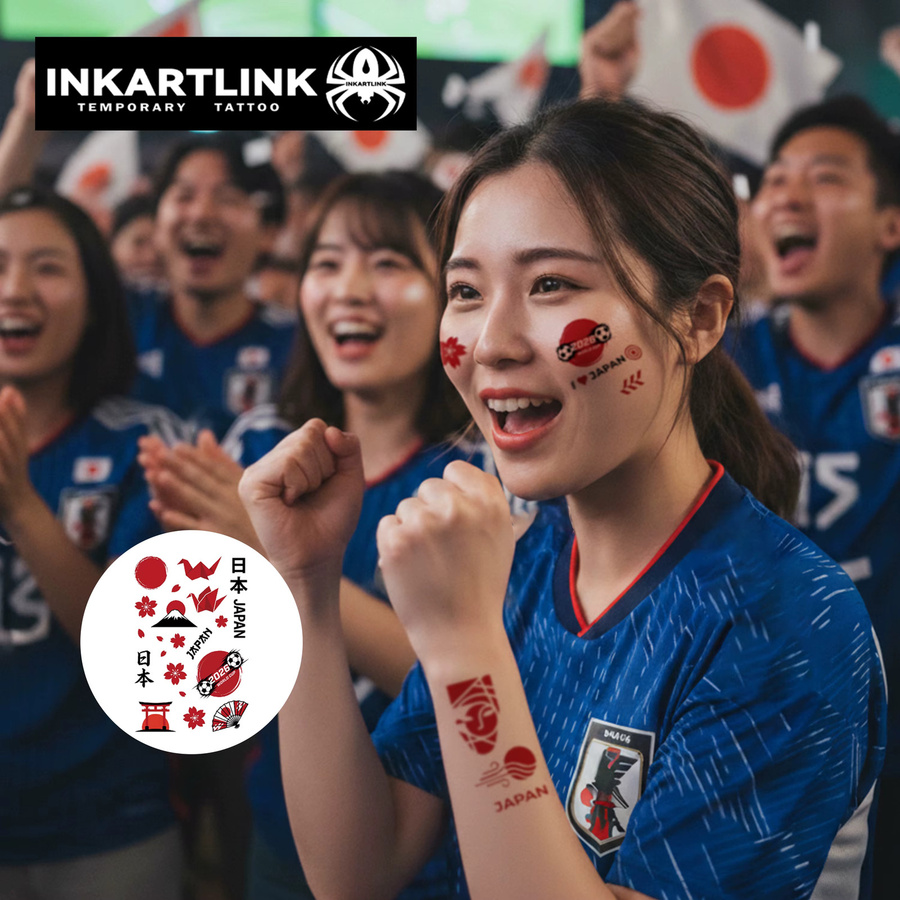 INKARTLINK Set mit 3 temporären Tattoo-Aufklebern, Japan-Flaggen-Serie - Bild 2
