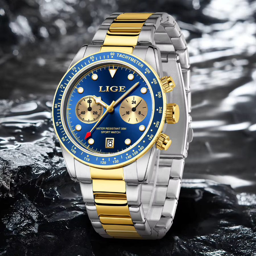 LIGE Chronograph, Quarz, Edelstahl, Herren - Bild 3