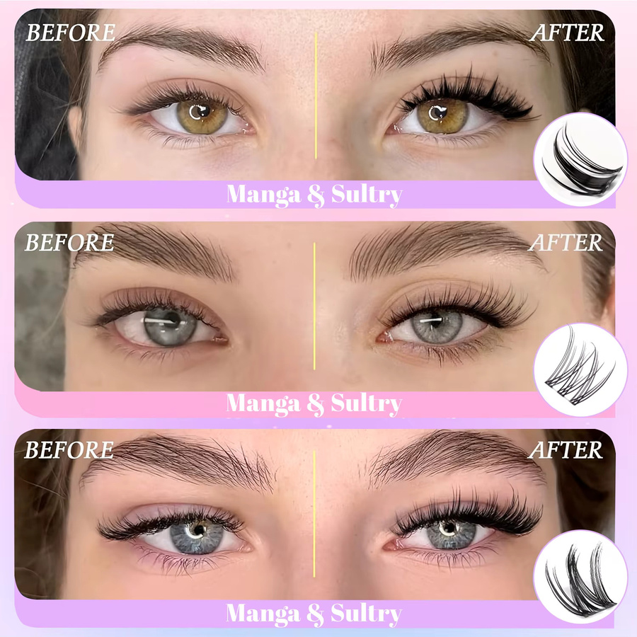 Queenice Manga Spiky Lash Clusters, Wispy Eyelash Clusters, 300 Stück, Natürlich - Bild 3
