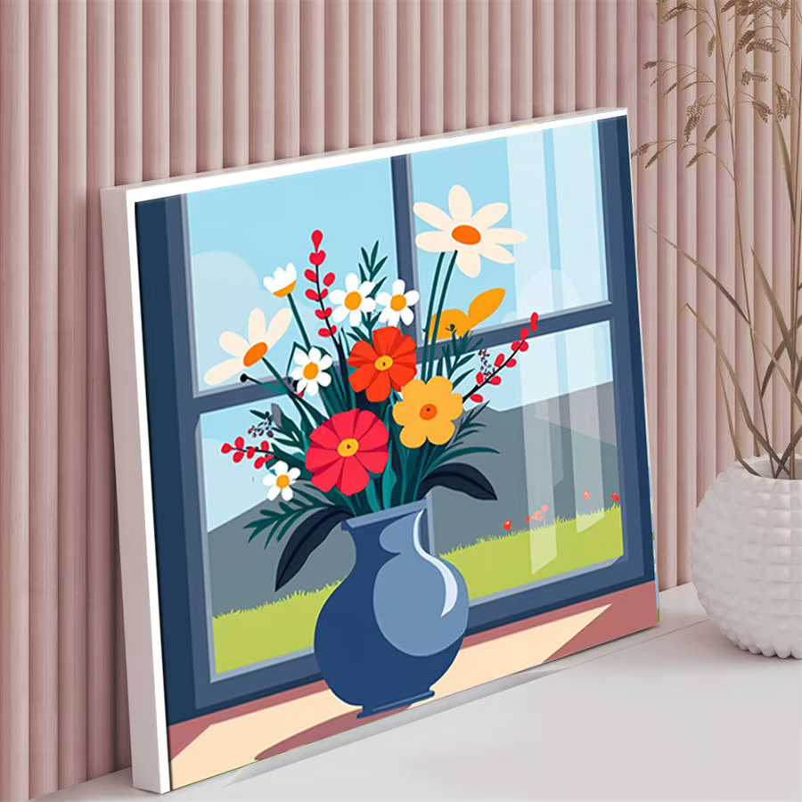 HUACAN Malen nach Zahlen, Blumenstrauß, blaue Vase, DIY Ölgemälde-Set - Bild 3