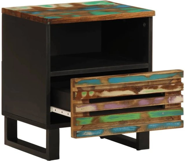 vidaXL Nachttisch aus Massivholz in Rustikaler Optik, Farbe Braun, B/T/H: 40 x 34 x 46 cm - Bild 1