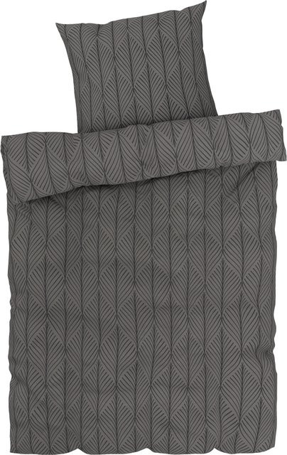 LIVARNO HOME Bettwäsche Set Renforcé aus Baumwolle und Viskose mit floralem Muster in Grau, B/H: 135 x 200 cm und 80 x 80 cm - Bild 1