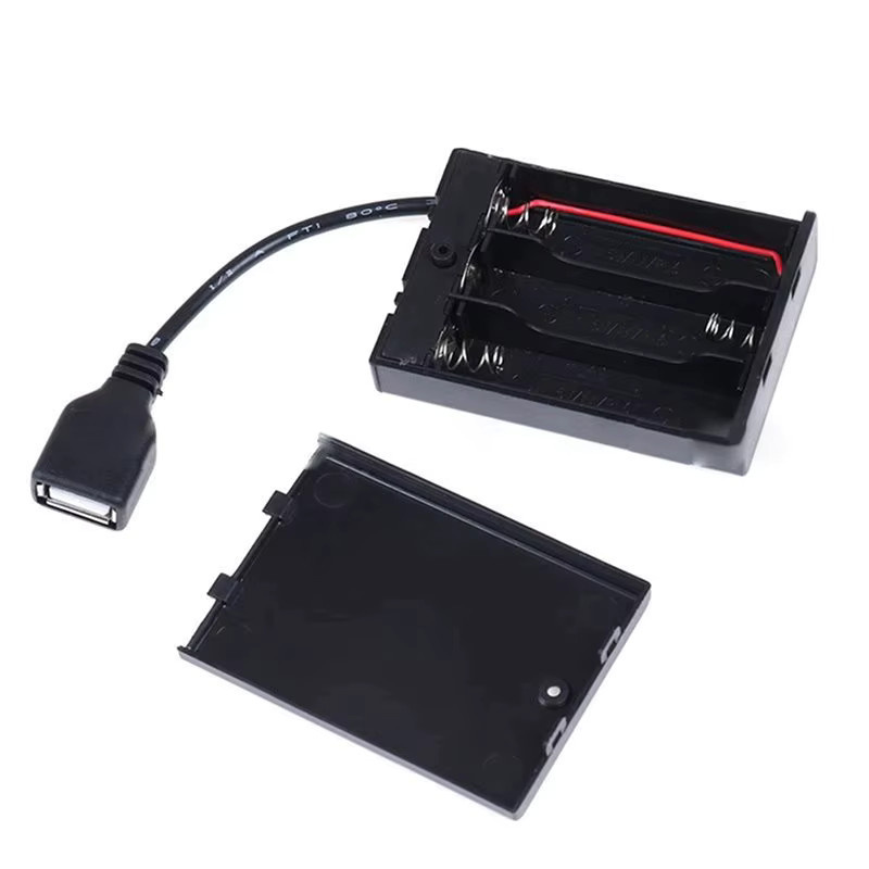 ABVO 20er Set Batteriegehäuse für 3x AAA Batterien mit Abdeckung, Schalter und USB-C Anschluss in Schwarz - Bild 3