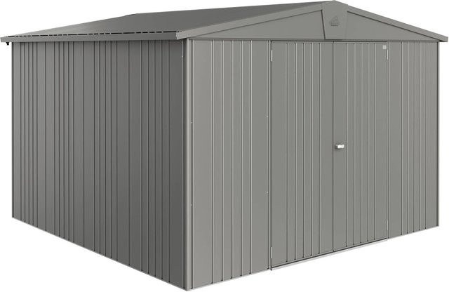 Biohort Gerätehaus Europa Gr. 7 aus Metall in Quarzgrau-Metallic mit Satteldach und Doppelflügeldrehtür, B/H/T: 316 x 209 x 300 cm - Bild 1