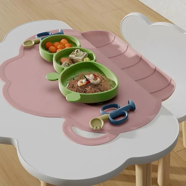 J15U Tischsets mit Fangtasche für Kinder als Baby-Fütterungsplatte in Blau oder Pink - Bild 1
